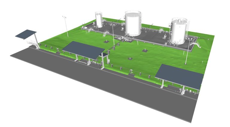 Complete Vertical Gas Tank Plant 3D Model